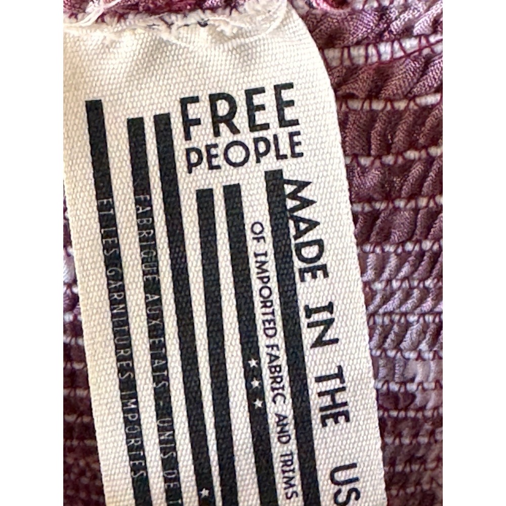 Free People Smocked Mini Dress Women's Small Petite SP Maroon Floral Boho - Picture 5 of 6